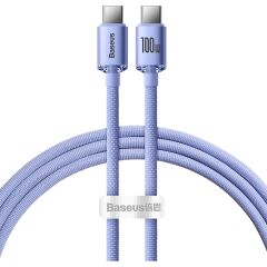 Crystal Shine 100W 120 cm Pd Type-C Şarj Kablosu Mor