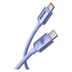 Crystal Shine 100W 120 cm Pd Type-C Şarj Kablosu Mor