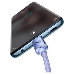 Crystal Shine 100W 120 cm Pd Type-C Şarj Kablosu Mor