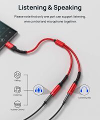 Jsaux USB C Mikrofon Adaptörü USB C - Çift 3.5mm Jack Aux Kulaklık Jakı Y Splitter Mic Ses Adaptörü, Samsung Galaxy S21/S20 ,huawei P40/P30 PRO/P20,ONEPLUS 7 Uyumlu CM0012