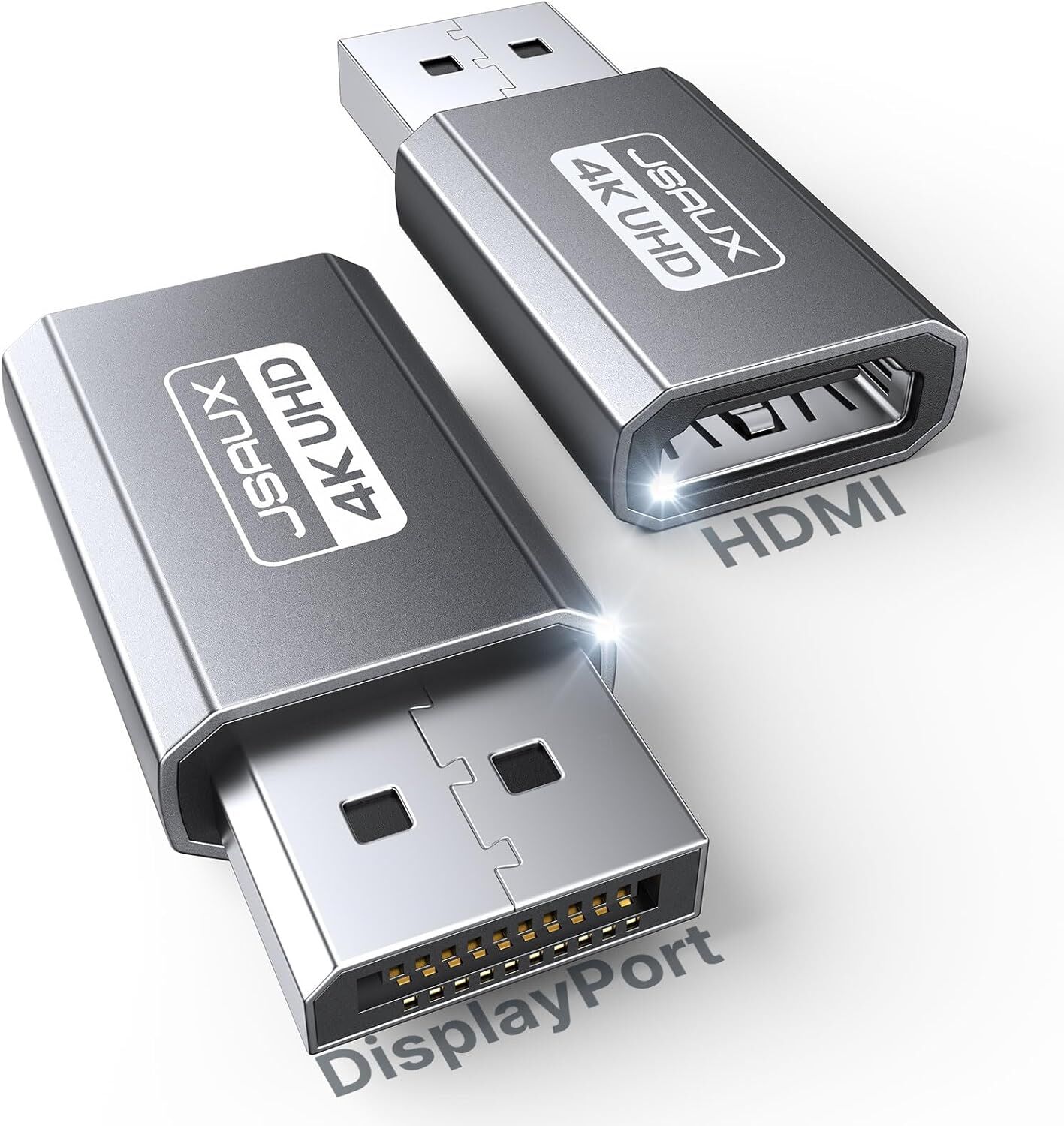 JSAUX 4K DisplayPort - HDMI Adaptör 2'li Paket, DP PC - HDMI Monitör Dönüştürücü Video UHD 2K@120Hz, 4K@30 DP - HDTV Erkek - Dişi Tek Yönlü Adaptör Dell, Lenovo, HP, GPU, AMD ile Uyumlu - Gri
