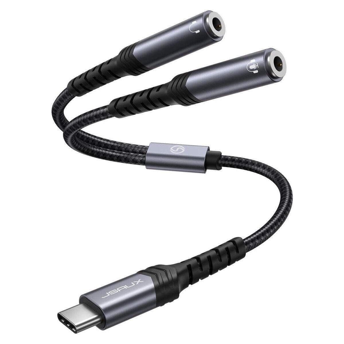 Type-C Jackı Kulaklık Ayırıcı Aux Adaptörü [28 Cm] USB C - Çift 3,5 mm Jak Ayırıcı Ses Y Kablosu iPhone 16/15 Pro Max Plus, Huawei P40, Galaxy S24 S23 S22 Ultra, Piksel Grisi ile Uyumlu CM0017
