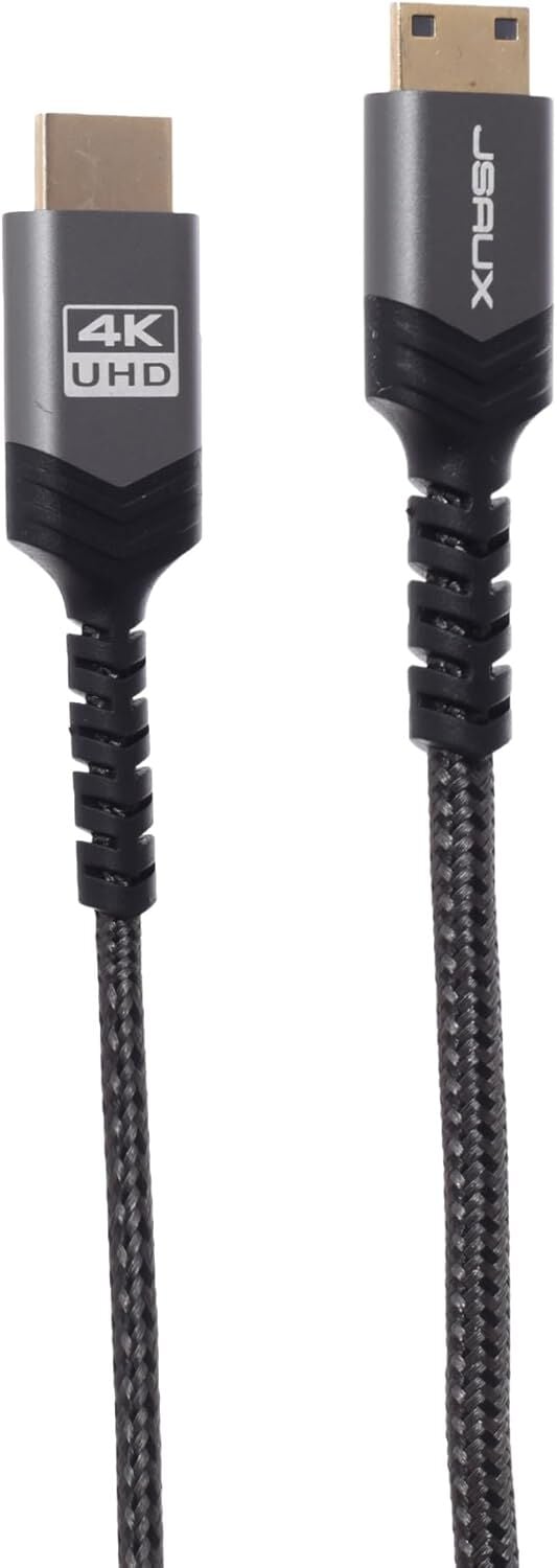 JSAUX CV0026 Mini HDMI - HDMI Kablosu 1,8 Metre, Yüksek Hızlı 4K@60Hz HDMI 2.0 Naylon Örgülü Kablo, Kamera, Video Kamera, Tablet, Grafik/Ekran Kartı, Dizüstü Bilgisayar 4,5M