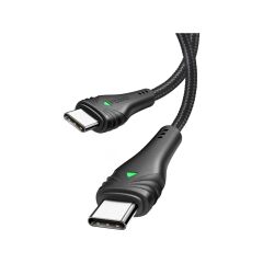 Mcdodo CA-6661 Type-C To Type-C Pd Qc4.0 LED Işıklı Örgü Kablo 2m 3A Siyah