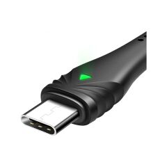 Mcdodo CA-6661 Type-C To Type-C Pd Qc4.0 LED Işıklı Örgü Kablo 2m 3A Siyah