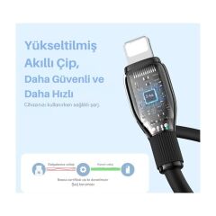 Baseus Ultra Hızlı 1.2mt 2.4A Iphone Şarj Kablosu Iphone 11 12 13 14 Pro Max Şarj Kablo, Akım ve Isı Korumalı