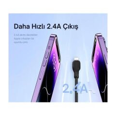 Baseus Ultra Hızlı 1.2mt 2.4A Iphone Şarj Kablosu Iphone 11 12 13 14 Pro Max Şarj Kablo, Akım ve Isı Korumalı