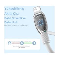 Baseus Ultra Hızlı 1.2mt 2.4A Iphone Şarj Kablosu Iphone 11 12 13 14 Pro Max Şarj Kablo, Akım ve Isı Korumalı HBCV000066R090