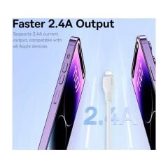 Baseus Şarj Akım Korumalı Ultra Hızlı 1.2mt 2.4A Iphone Şarj Kablosu Iphone 11 12 13 14 Pro Max Şarj Kablo