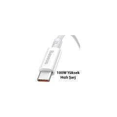 Baseus Super Şarj Kopmaz Kablo 100W Type-C Şarj Kablosu 480MBPS Veri Aktarım Kablosu USB To Type-C HBCV00003W8PNE