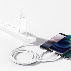 Baseus Superior 3in1 Hızlı Şarj Özellikli USB To M+L+C 3.5A Hızlı Şarj Kablosu iPhone 15 Uyumlu 0.5m.