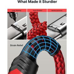 Jsaux 100w 2 Metre 5 Amper Süper Hızlı Type-C to Type-C Şarj Ve Data Kablosu - Kırmızı - cc0020