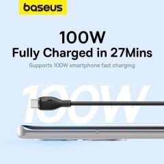 Baseus Pudding Serisi Usb to Type-C kablo 100 Watt 100 WATT Samsung , Huaweii , Xiaomi , Oppo uyumlu 6 AMPER Süper Hızlı Şarj ve Data Aktarım Kablosu MOR