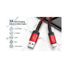 Jsaux Premium Serisi CC0011 3.1A 2 Metre Type-C Hızlı Şarj ve Data Aktarım Kablosu Örgülü Kablo Galaxy S20 S10 S9 S8 Plus Note 10 9 8,ps5 ve Type-C Girişli Cihazlar ile Uyumlu Şarj Cihazı Kablosu