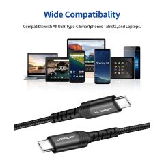 Jsaux Premium Serisi Type-C To Type-C 60W 480 Mbps iPhone 15 serisi , macbook , type-c girişli iPad ile uyumlu. usb-c girişli cihazlar ile uyumlu Şarj ve Data Aktarım Kablosu CC0018 1 Metre Hızlı Şarj