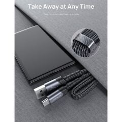 Jsaux Premium UZUN CC0008 60 Watt QC 3 Amper 2 Metre Type-C Süper Hızlı Şarj ve Data Aktarım Kablosu / iPhone 15 - 16 serisi uyumlu