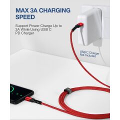 Jsaux Premium Type-C To Type-C 60W 3A CC0018 2m Hızlı Şarj Ve Data Kablosu - Kırmızı