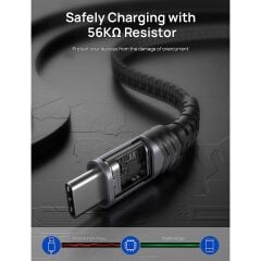 Jsaux Premium CC0008 3 Amper 60 WATT 1 Metre Type-C Süper Hızlı Şarj ve Data Aktarım Kablosu / iPhone 15 serisi uyumlu