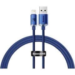Baseus Crystal Shine 2.4A 120 cm Lightning Şarj Kablosu Mavi