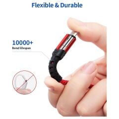 Jsaux Profesyonel Serisi  USB To Type-C 3 Amper Hızlı Şarj ve Data Kablosu iPhone 15 Serisi Ve Android Usb-C girişli cihazlar ile Uyumlu 1 Metre CC0011 Kırmızı