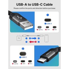Jsaux Profesyonel Serisi  USB To Type-C 3 Amper Hızlı Şarj ve Data Kablosu 1 Metre iPhone 15 serisi Ve Android Type-C girişli cihazlar ile uyumlu CC0011 Siyah