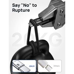 Jsaux Premium Serisi 2 Metre Uzun 60 wATT CC0011 Siyah Usb-A To Type-C  3 Amper 60 Watt Hızlı Şarj ve Data Aktarım Kablosu iPhone 15 , 16 serisi ve type-c girişli cihazlar ile tam uyumlu