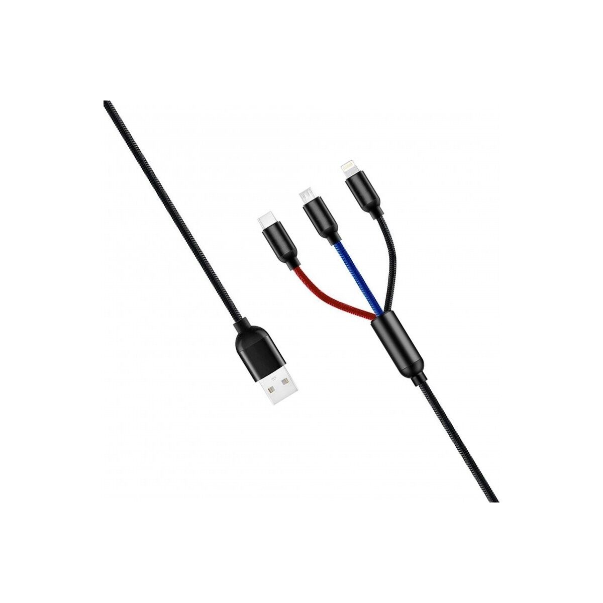 Adaman 3in1 Lightning iPhone Uyumlu , Micro , Type-C Şarj Kablosu 3A 1,2 Metre Şarj Aleti Kablosu