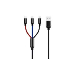 Adaman 3in1 Lightning iPhone Uyumlu , Micro , Type-C Şarj Kablosu 3A 1,2 Metre Şarj Aleti Kablosu