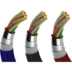 Adaman 3in1 Lightning iPhone Uyumlu , Micro , Type-C Şarj Kablosu 3A 1,2 Metre Şarj Aleti Kablosu