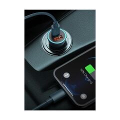 Baseus LED Işıklı Ultra Hızlı Dual Pd U+C 40W Araç Şarjı Araç Çakmaklık Şarjı Typc-E+Usb Girişli