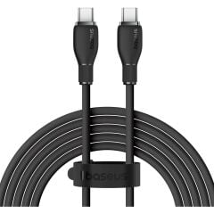 Baseus Pudding Serisi Type-C to Type-C 100 Watt Süper Hızlı , Android Uyumlu , İPhone 15 , Macbook , iPad  Serileriyle Uyumlu 100W PD Hızlı Şarj ve Data Aktarım Kablosu Siyah