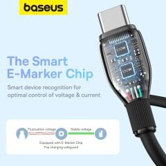 Baseus Pudding Serisi Type-C to Type-C 100 Watt Süper Hızlı , Android Uyumlu , İPhone 15 , Macbook , iPad  Serileriyle Uyumlu 100W PD Hızlı Şarj ve Data Aktarım Kablosu Siyah