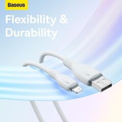 Baseus Pudding Serisi İPhone 14 13 12 11 x 7 8 Serileriyle Uyumlu Usb to Lightning 2.4 Amper Hızlı Şarj ve Data Aktarım Kablosu