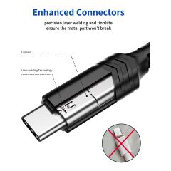 Jsaux Premium Serisi CC0011 3.1A 2 Metre Type-C Hızlı Şarj ve Data Aktarım Kablosu Örgülü Kablo Galaxy S20 S10 S9 S8 Plus Note 10 9 8,ps5 ve Type-C Girişli Cihazlar ile Uyumlu Şarj Cihazı Kablosu