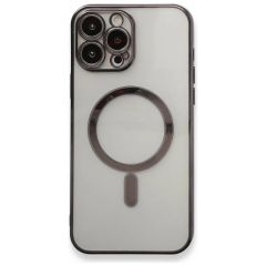 Adaman iPhone 12 Pro Max Kılıf Magsafe Uyumlu Lazer Silikon Kılıf - Siyah