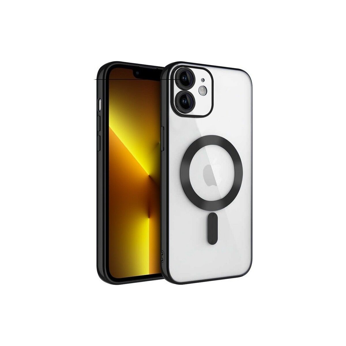 Adaman iPhone 12 Kılıf Magsafe Uyumlu Lazer Silikon Kılıf - Siyah