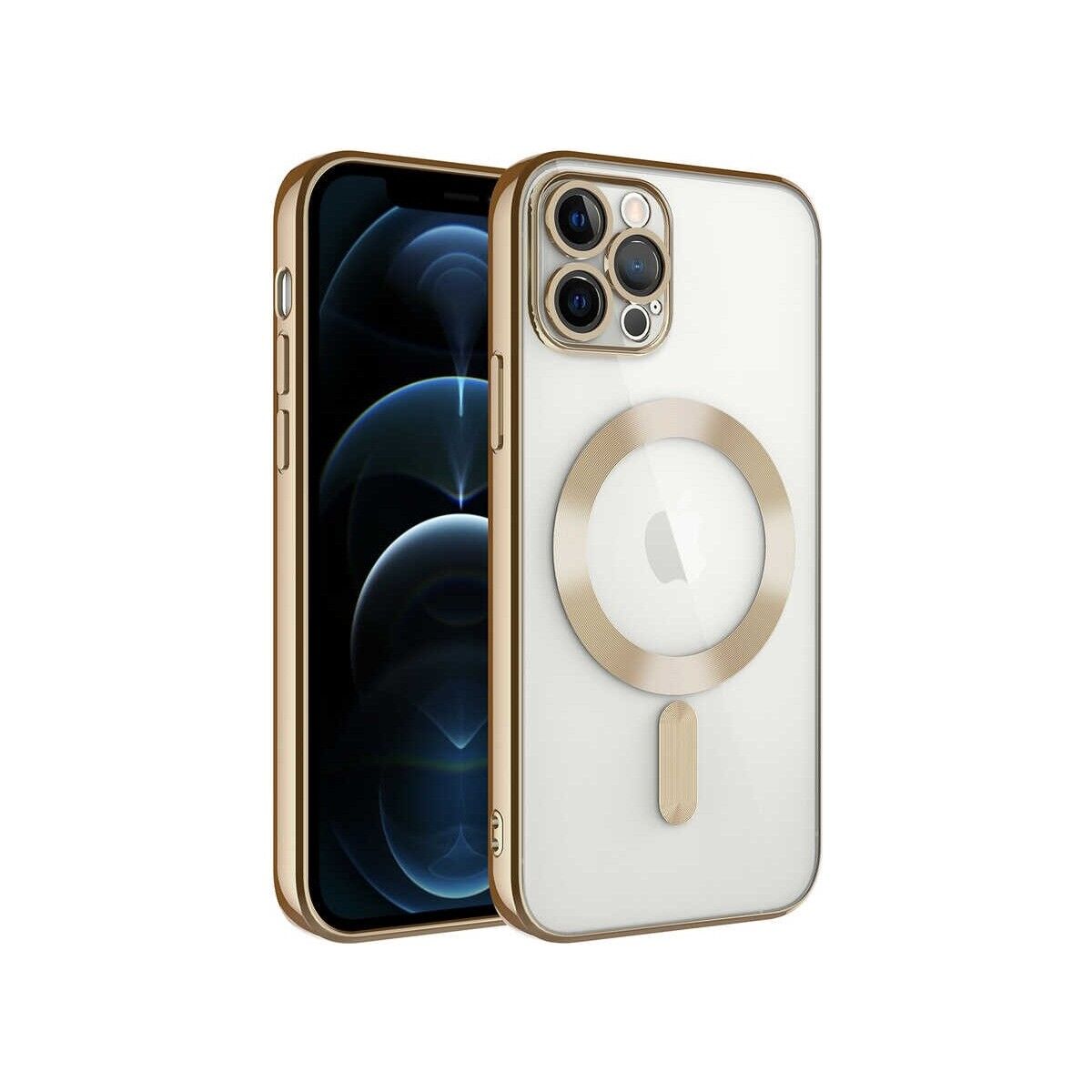 Adaman iPhone 12 Pro Max Kılıf Magsafe Uyumlu Lazer Silikon Kılıf - Gold