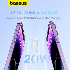 Baseus Pudding Serisi İPhone 14 13 12 11 x 7 8 Serileriyle Uyumlu 20W Hızlı Şarj ve Data Aktarım Kablosu