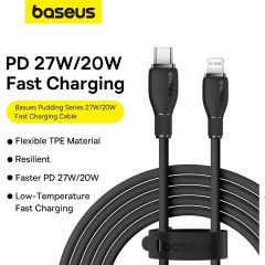 Baseus Pudding Serisi İPhone 14 13 12 11 x 7 8 Serileriyle Uyumlu 20W Hızlı Şarj ve Data Aktarım Kablosu