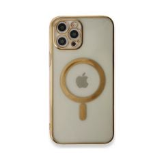 Adaman iPhone 13 Pro Max Kılıf Magsafe Uyumlu Lazer Silikon Kılıf - Gold
