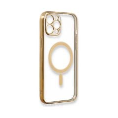 Adaman iPhone 13 Pro Max Kılıf Magsafe Uyumlu Lazer Silikon Kılıf - Gold