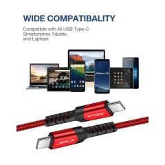 Jsaux 60W 100CM USB C To USB C Type-C Kablo iPhone 16/16 Plus/16 Pro/16 Pro Max, iPhone 15, Galaxy S24/S23/S22, Car Play, Macbook, iPad Pixel-Grey ile Uyumlu Usbc Type C Hızlı Şarj Data Kablosu CC0018