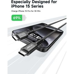 Jsaux Usb C - Usb C Kablosu 100WATT 5 Amper Type-C Süper Hızlı Şarj ve Data Kablosu CC00202G1
