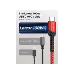 Jsaux Usb C - Usb C Kablosu 100WATT 5 Amper Type-C Süper Hızlı Şarj ve Data Kablosu CC00201K2