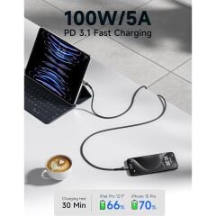 Jsaux Usb C - Usb C Kablosu 100WATT 5 Amper Type-C Süper Hızlı Şarj ve Data Kablosu