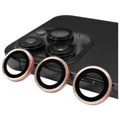Adaman iPhone Uyumlu 14 Uyumlu Kamera Mercek Lens Koruyucu rose gold