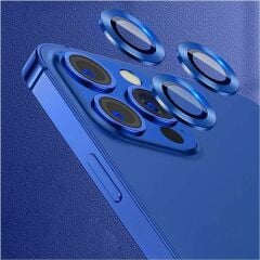 Adaman iPhone 12 pro ve iphone 12 Uyumlu Kamera Mercek düşmeye suya çizilmeye dayanıklı Lens Için Koruyucu - MAVİ