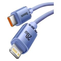 Baseus Crystal Shine 20W 120 cm Type-C To Lightning Şarj Kablosu Mor