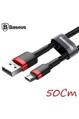 Cafule Micro Usb 0.50 Kısa 2.4a Hızlı Şarj Halat Usb Kablo - Siyah,gri