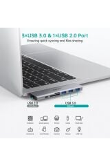 7 In 1 Type C Çevirici Macbook Çoklayacı Adaptör Gri M23